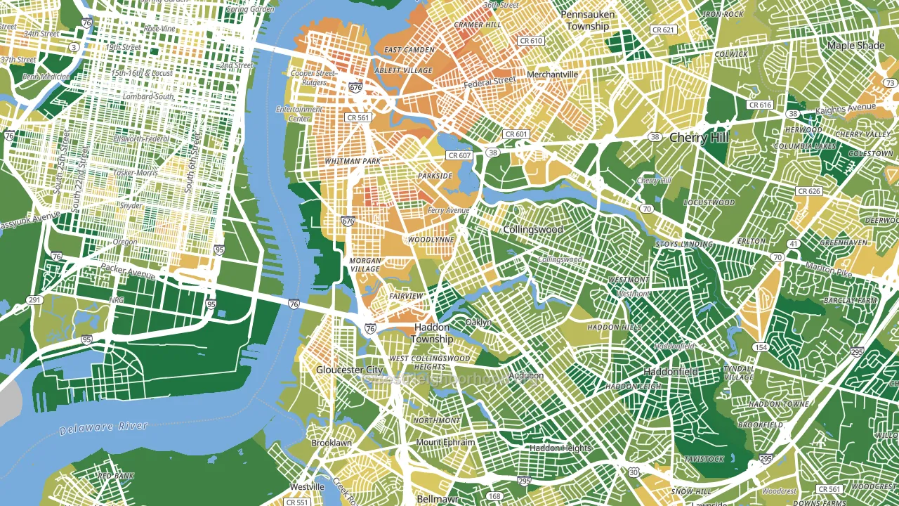 Fairview, Camden, NJ block-group voter-turnout map