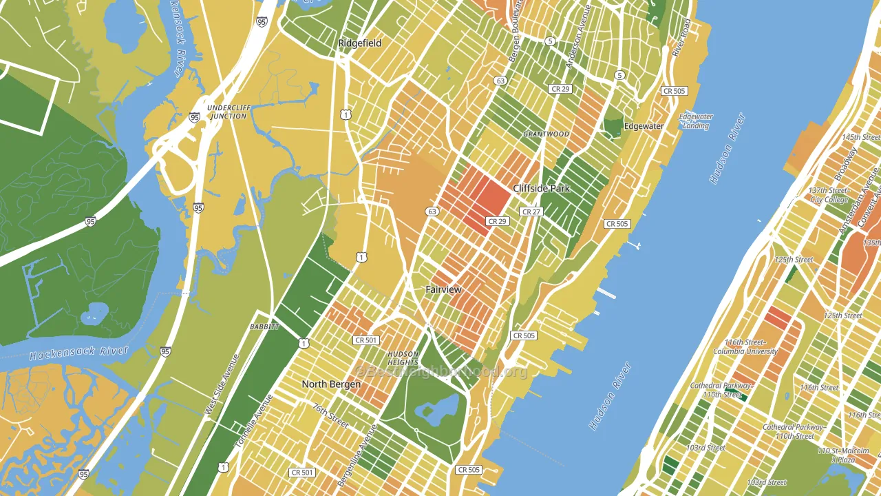 Fairview, NJ block-group voter-turnout map