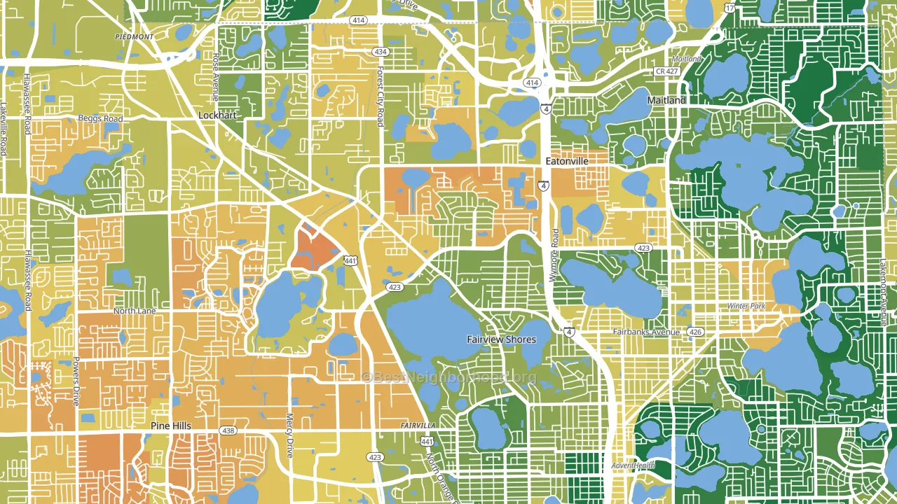 Fairview Shores, Orlando, FL block-group voter-turnout map