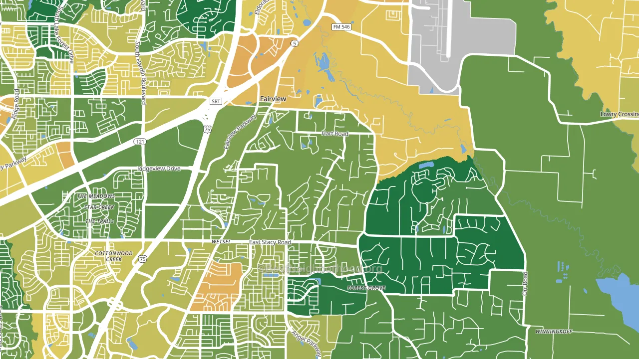 Fairview, TX block-group voter-turnout map