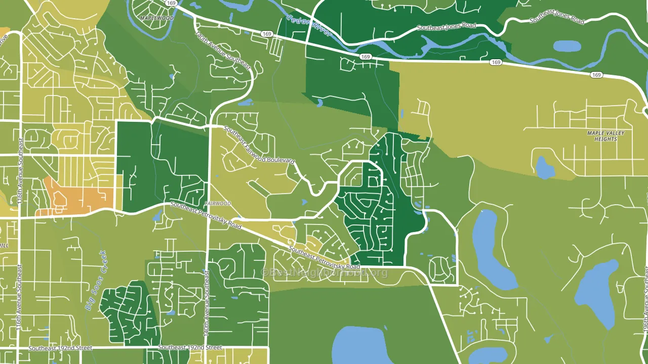 Fairwood Greens, Fairwood, WA block-group voter-turnout map