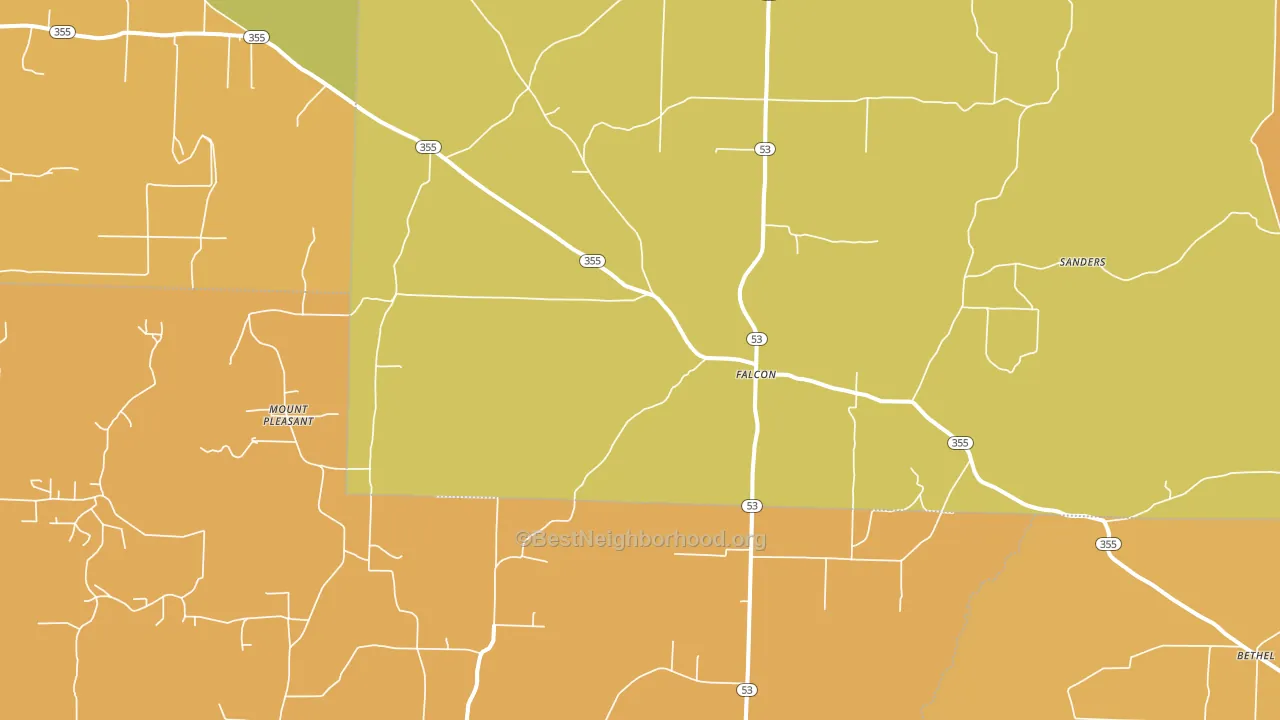Falcon, AR block-group voter-turnout map