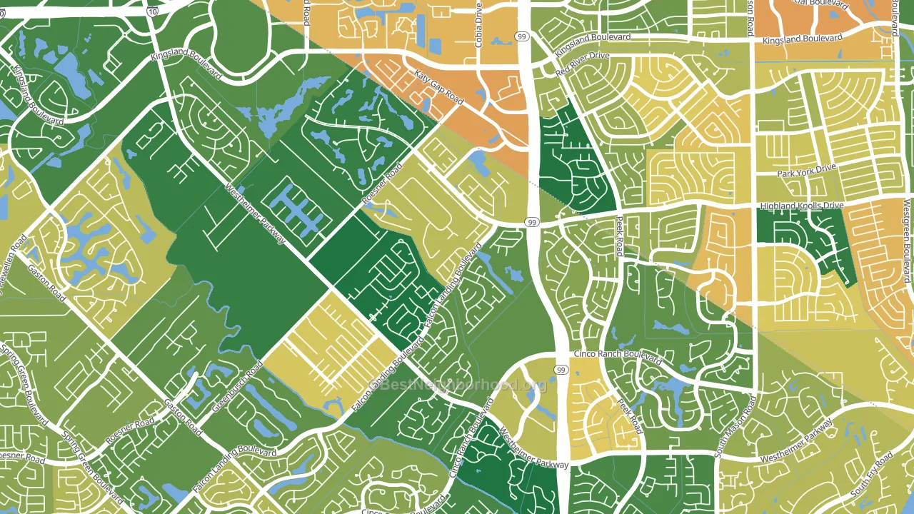 Falcon Landing, Katy, TX block-group voter-turnout map
