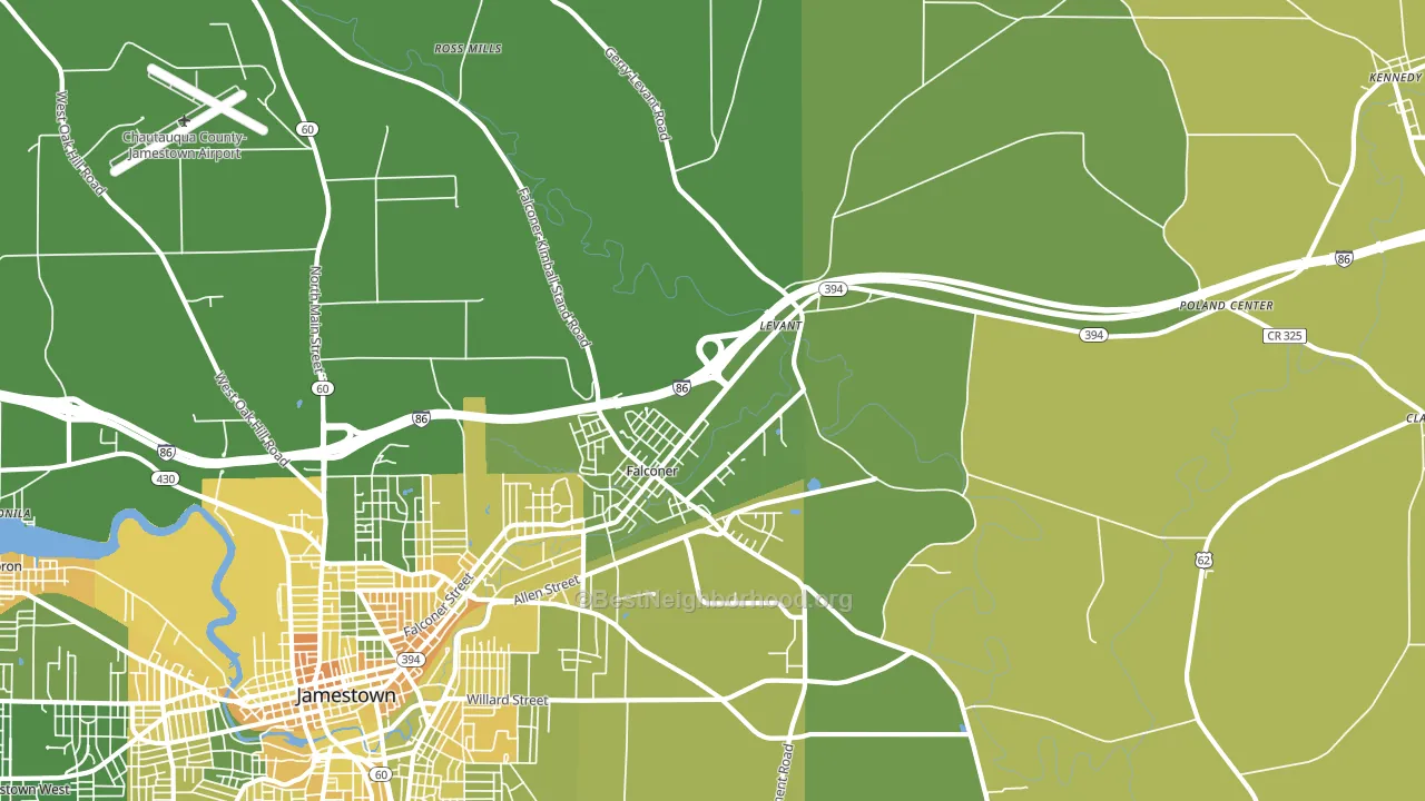 Falconer, NY block-group voter-turnout map