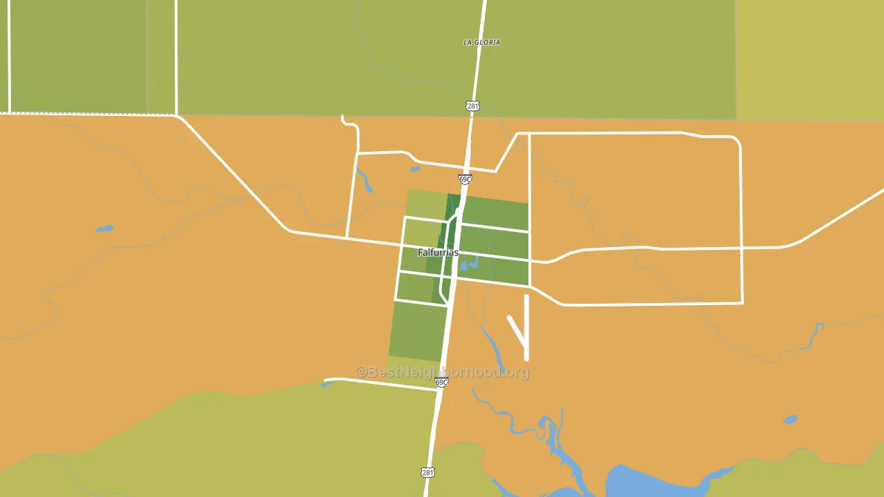 Falfurrias, TX block-group voter-turnout map