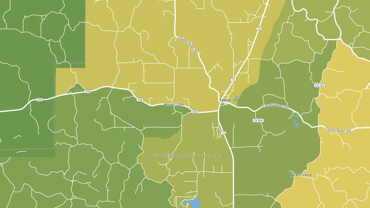 Falkner, MS block-group voter-turnout map