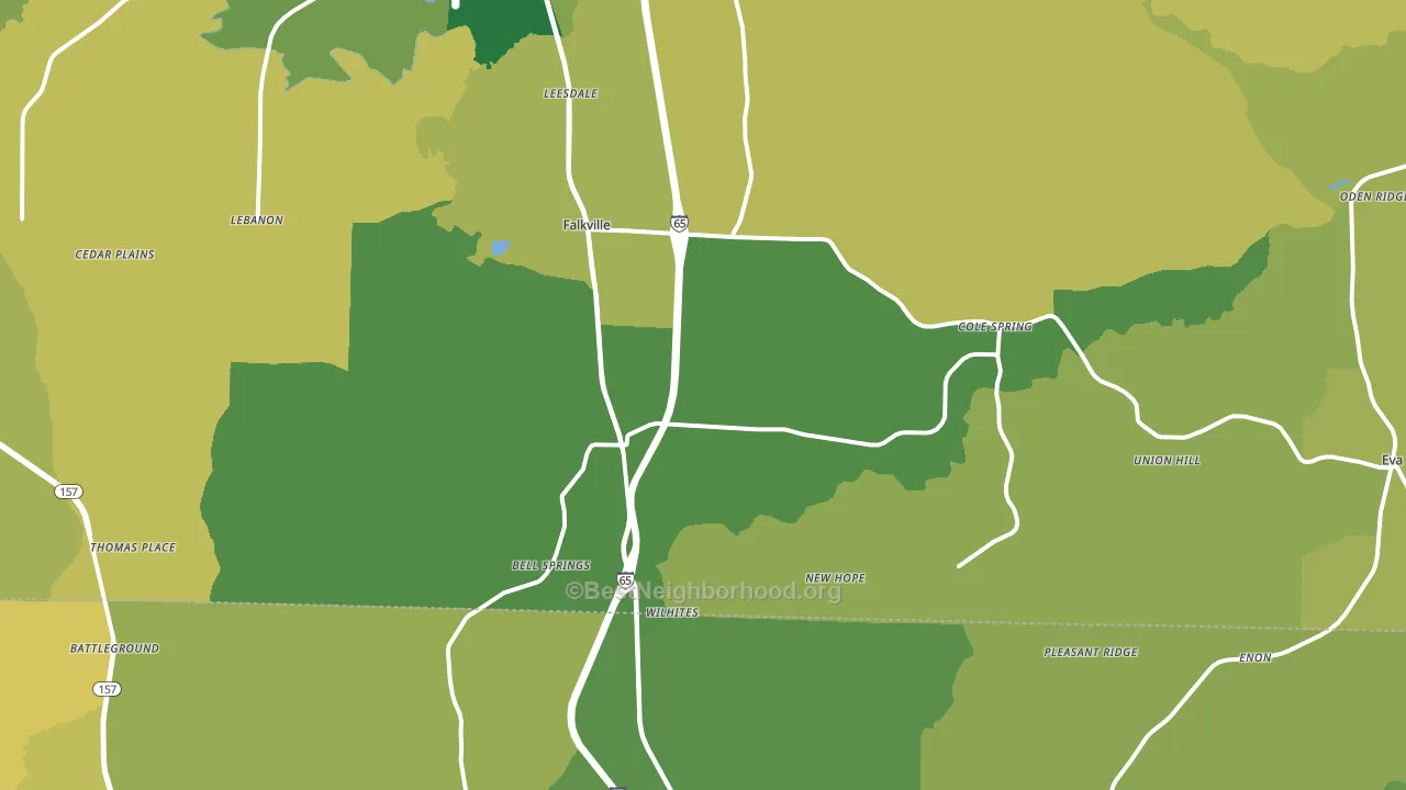 Falkville, AL block-group voter-turnout map