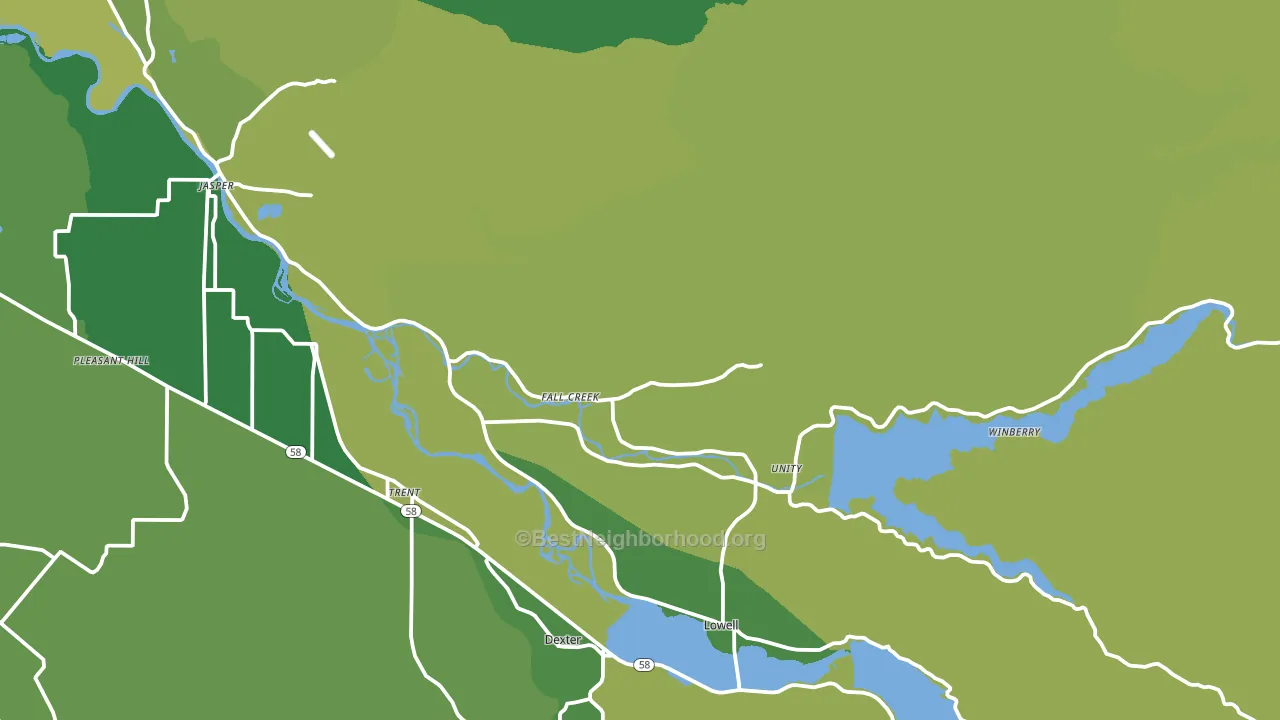 Fall Creek, OR block-group voter-turnout map