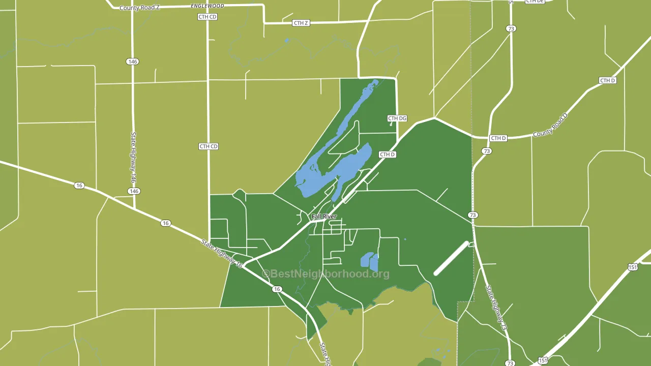 Fall River, WI block-group voter-turnout map