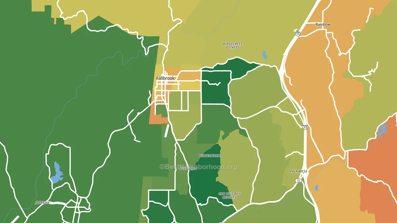 Fallbrook, CA block-group voter-turnout map
