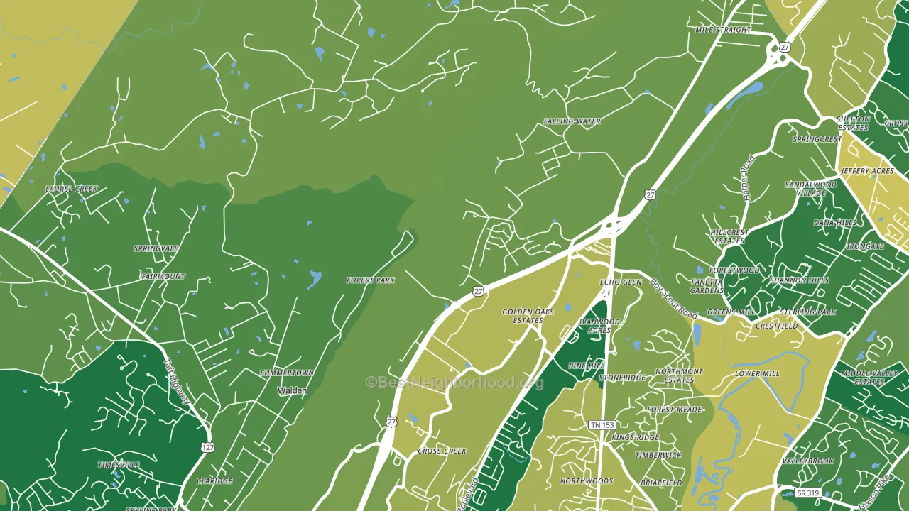 Falling Water, TN block-group voter-turnout map