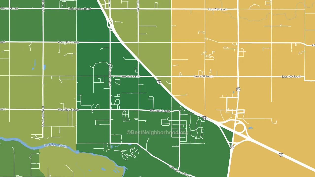 Falls City, ID block-group voter-turnout map