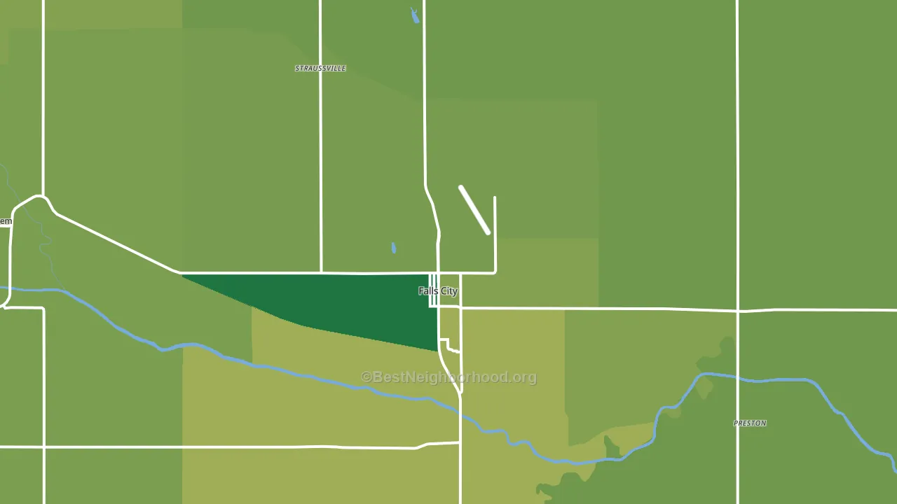 Falls City, NE block-group voter-turnout map