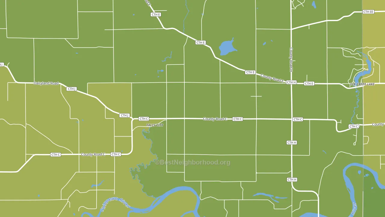 Falls City, WI block-group voter-turnout map