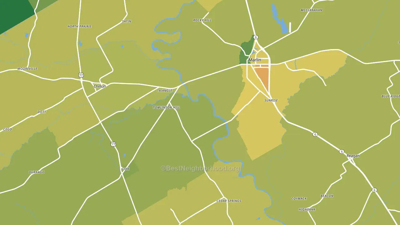 Falls County, TX block-group voter-turnout map
