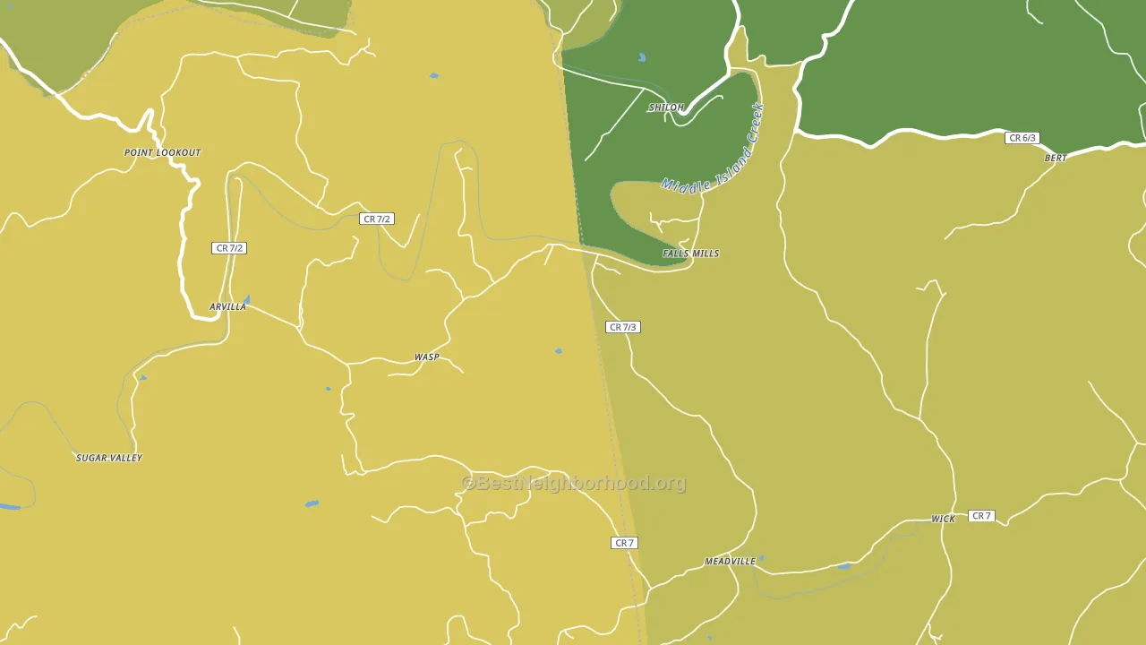 Falls Mills, WV block-group voter-turnout map