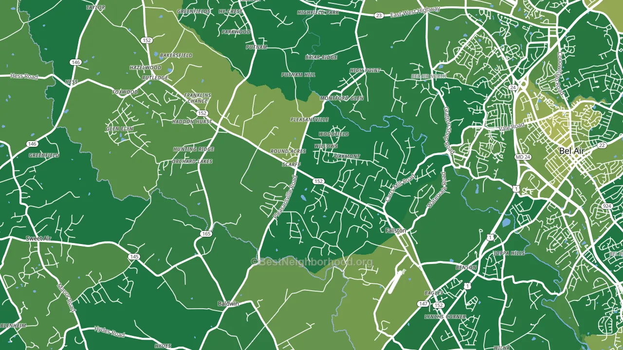Fallston, MD block-group voter-turnout map
