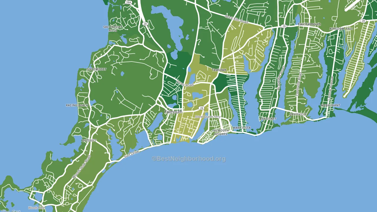 Falmouth, MA block-group voter-turnout map