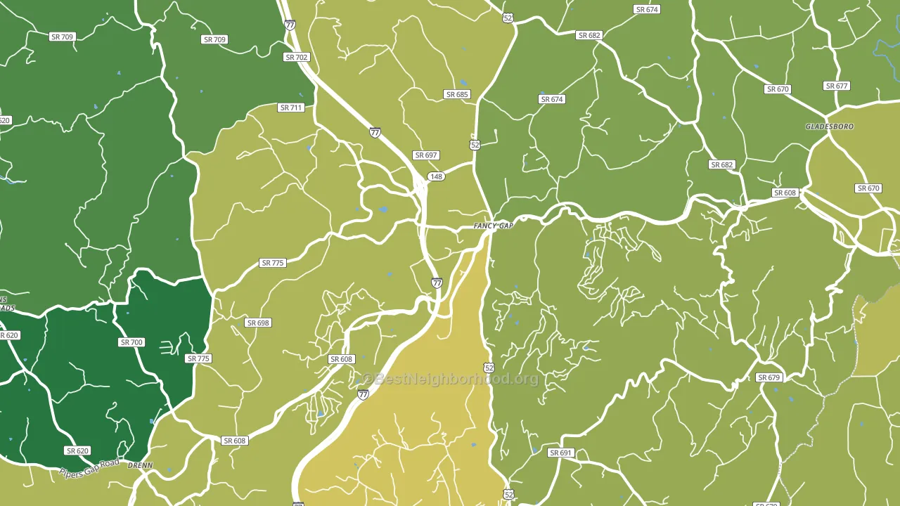 Fancy Gap, VA block-group voter-turnout map