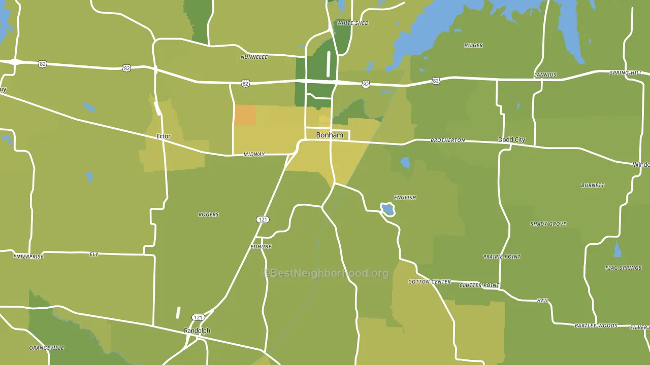 Fannin County, TX block-group voter-turnout map