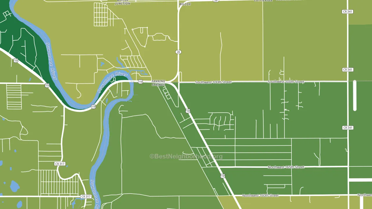 Fanning Springs, FL block-group voter-turnout map