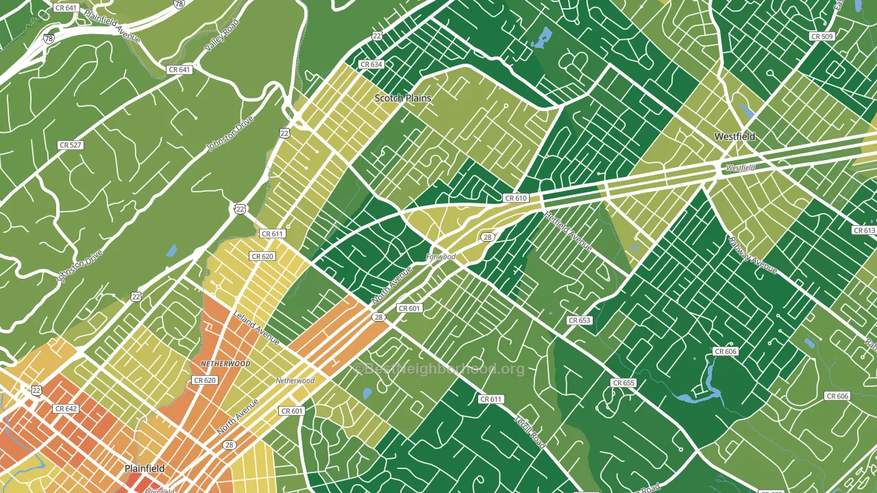 Fanwood, NJ block-group voter-turnout map