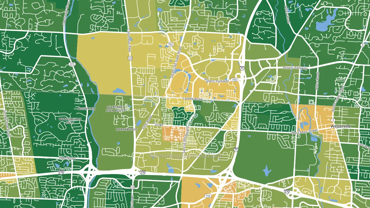 Far North, Columbus, OH block-group voter-turnout map