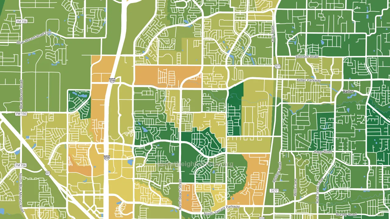 Far North Dallas-Keller, Keller, TX block-group voter-turnout map
