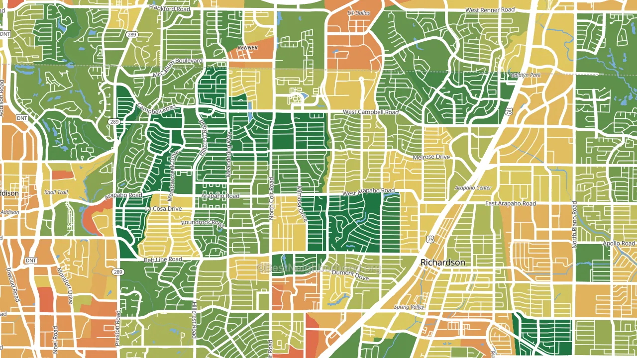 Far North Dallas-Richardson, Richardson, TX block-group voter-turnout map