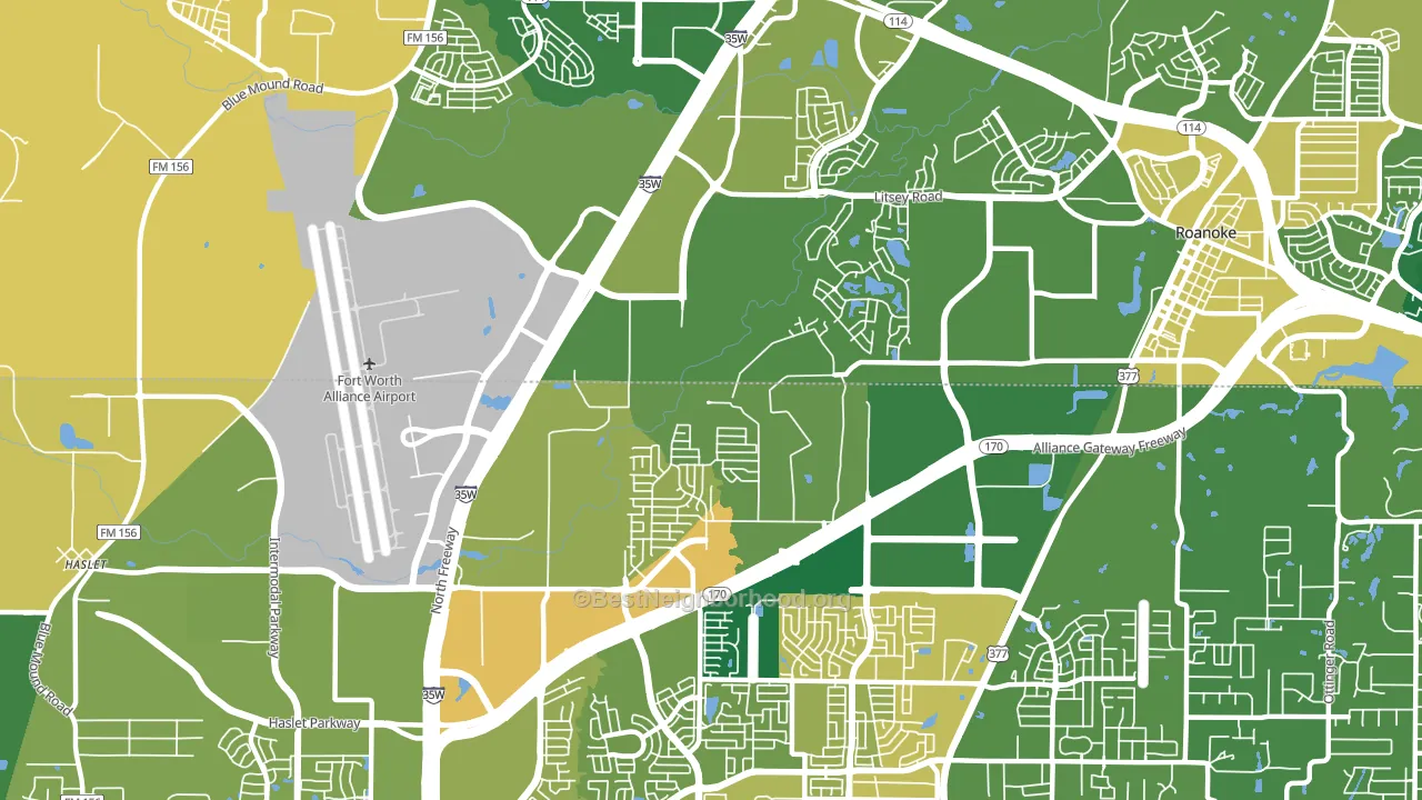 Far North Dallas-Roanoke, Roanoke, TX block-group voter-turnout map