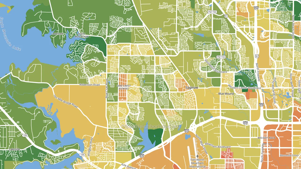 Far Northwest, Fort Worth, TX block-group voter-turnout map