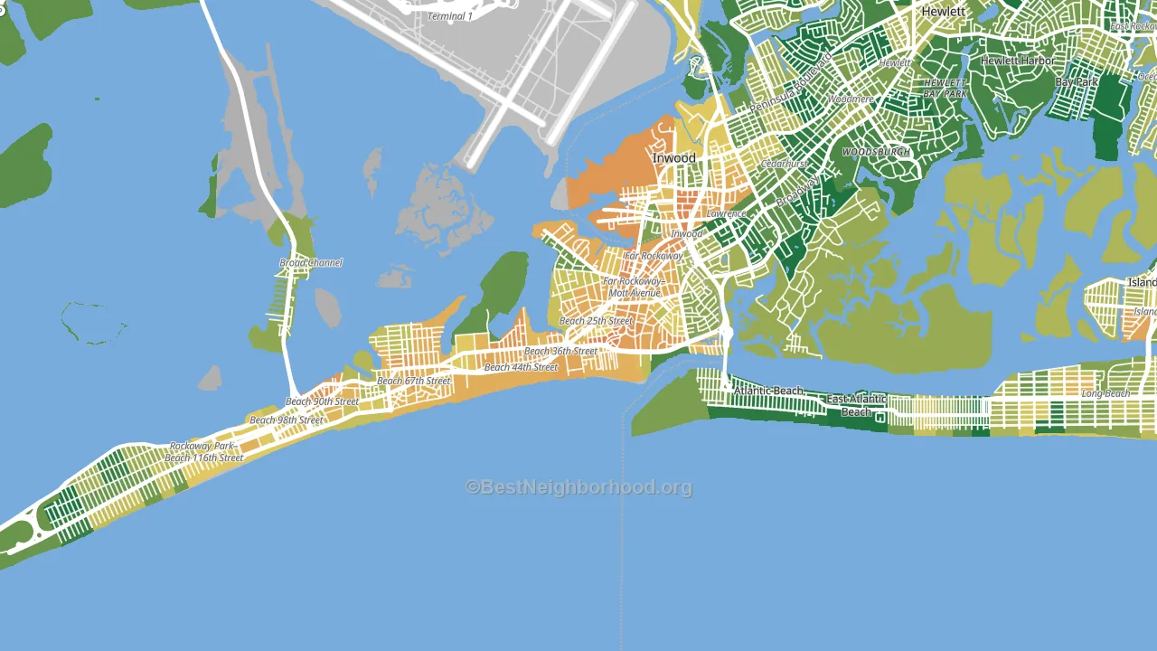 Far Rockaway, Queens, NY block-group voter-turnout map