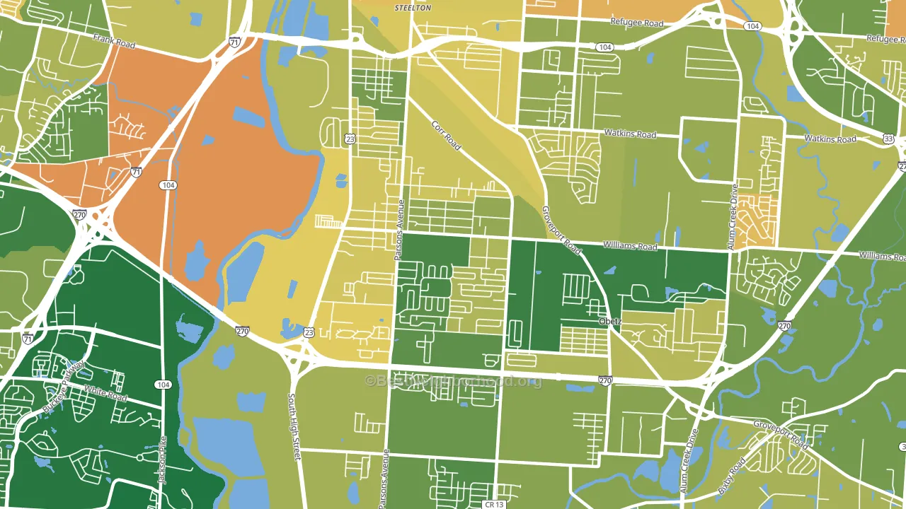 Far South, Columbus, OH block-group voter-turnout map