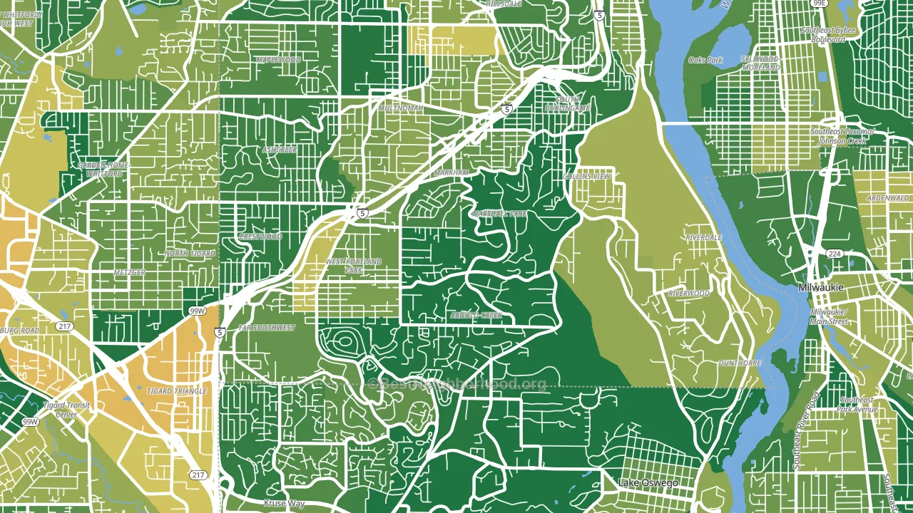 Far Southwest, Portland, OR block-group voter-turnout map