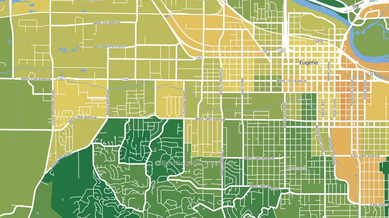 Far West Eugene, Eugene, OR block-group voter-turnout map
