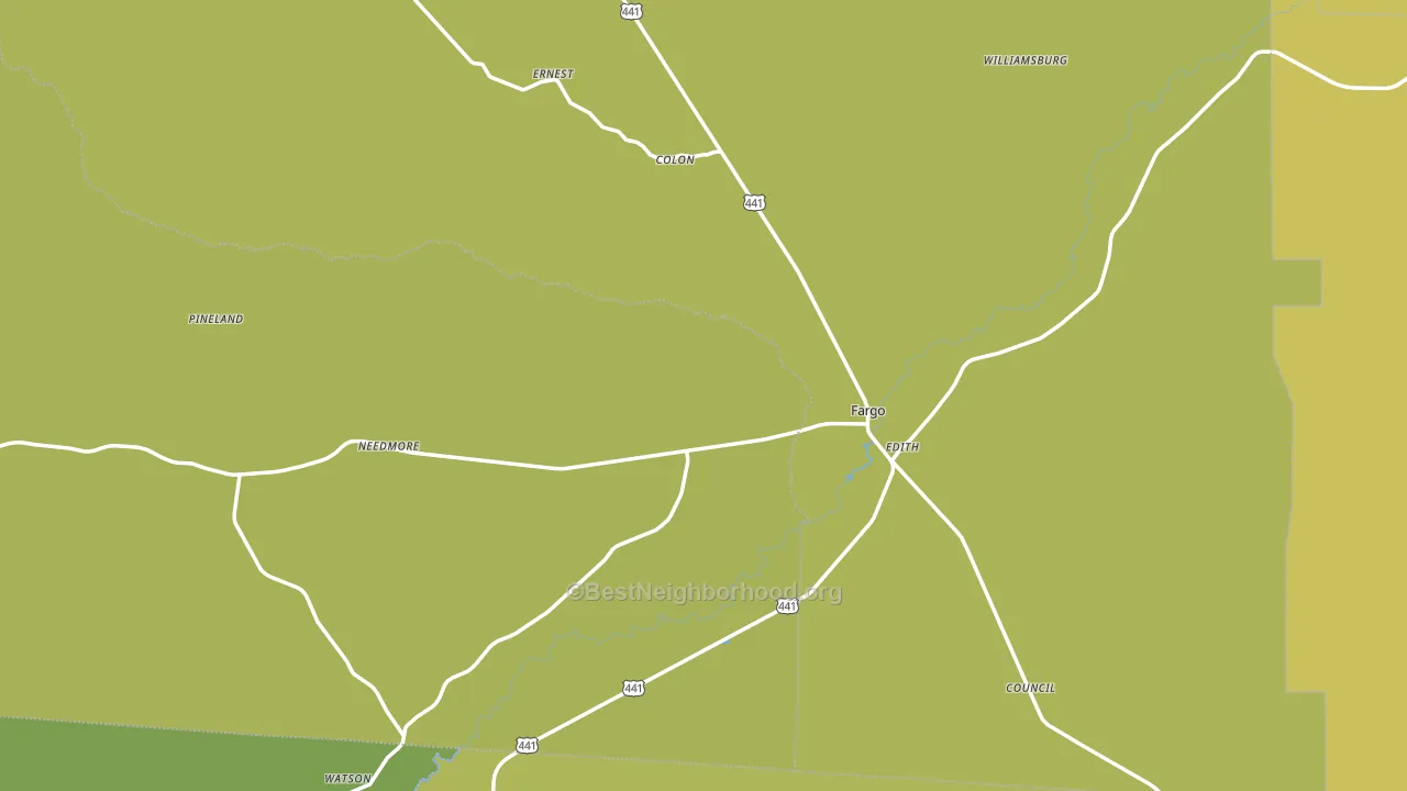 Fargo, GA block-group voter-turnout map