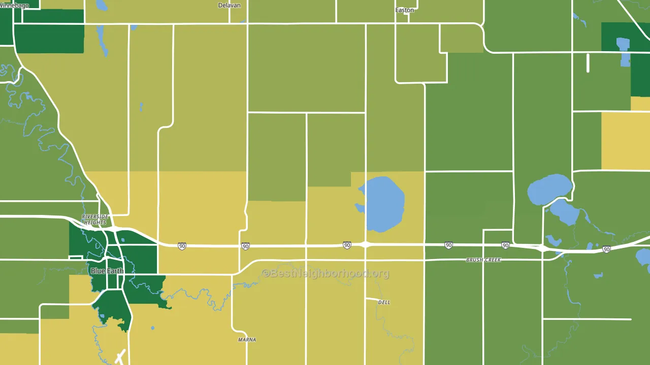 Faribault County, MN block-group voter-turnout map