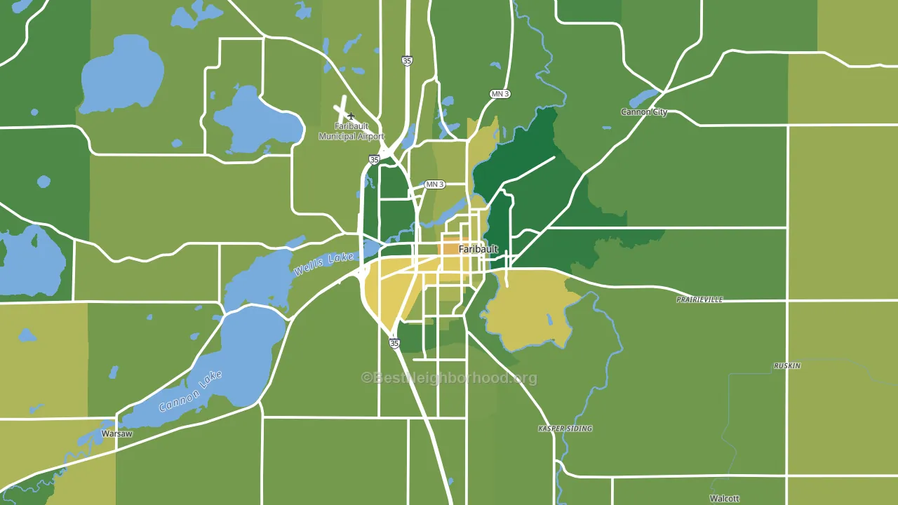 Faribault, MN block-group voter-turnout map