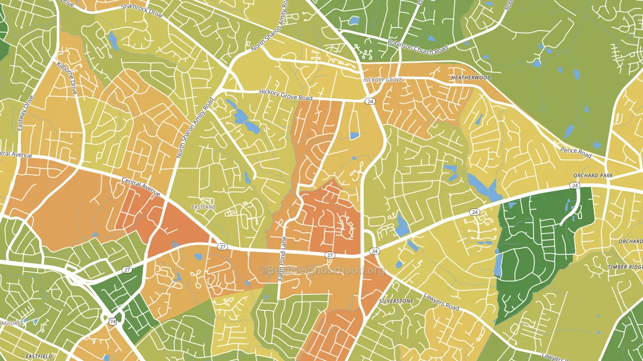 Farm Pond, Charlotte, NC block-group voter-turnout map