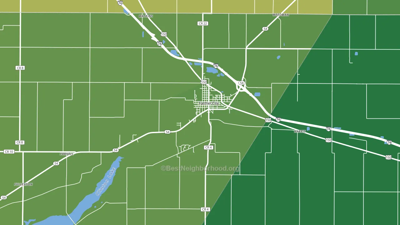 Farmer City, IL block-group voter-turnout map