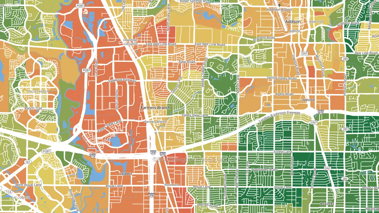 Farmers Branch, TX block-group voter-turnout map