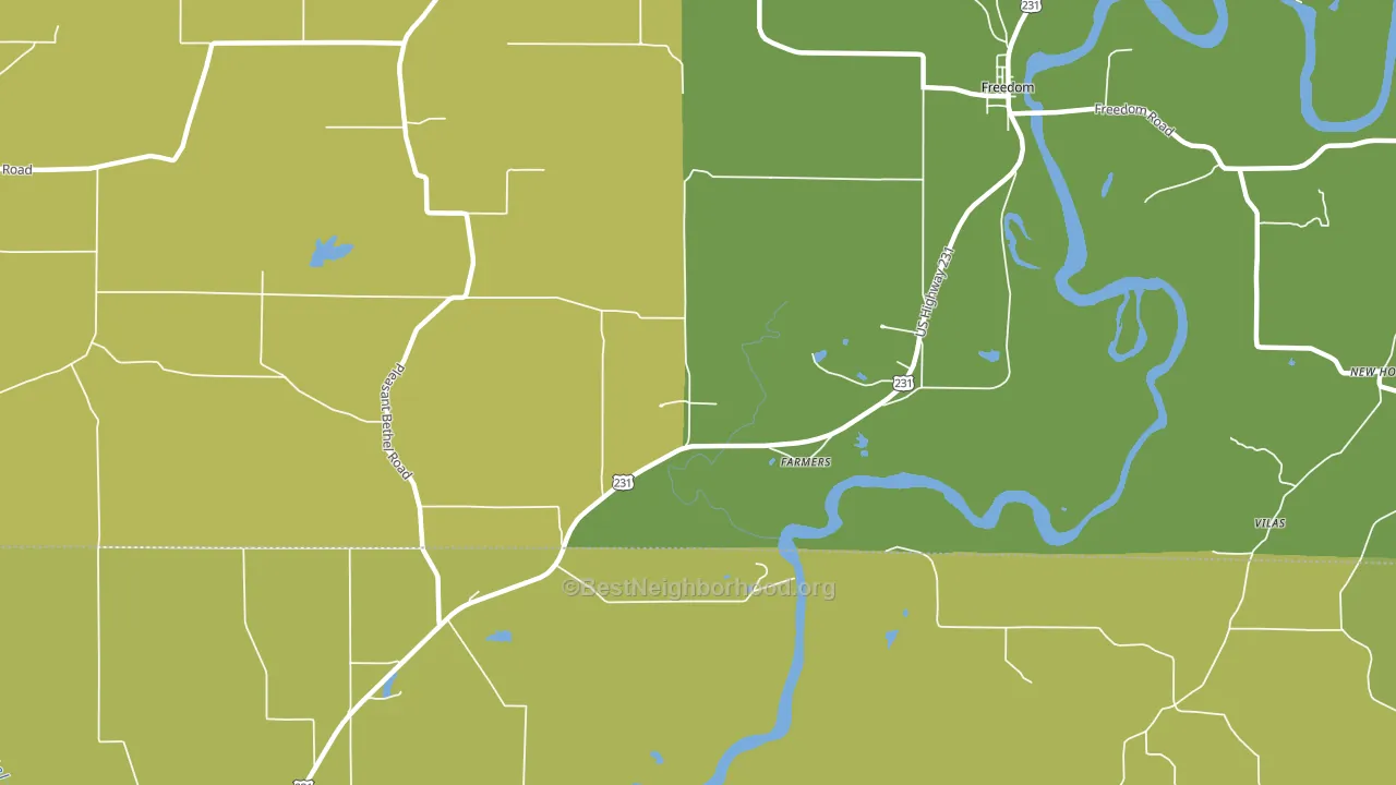 Farmers, IN block-group voter-turnout map