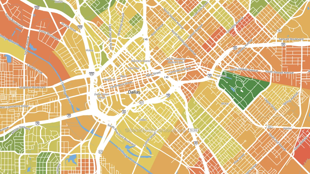 Farmers Market District, Dallas, TX block-group voter-turnout map