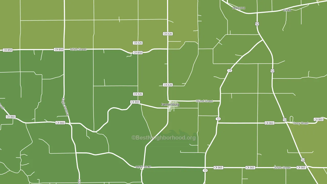 Farmersburg, IA block-group voter-turnout map