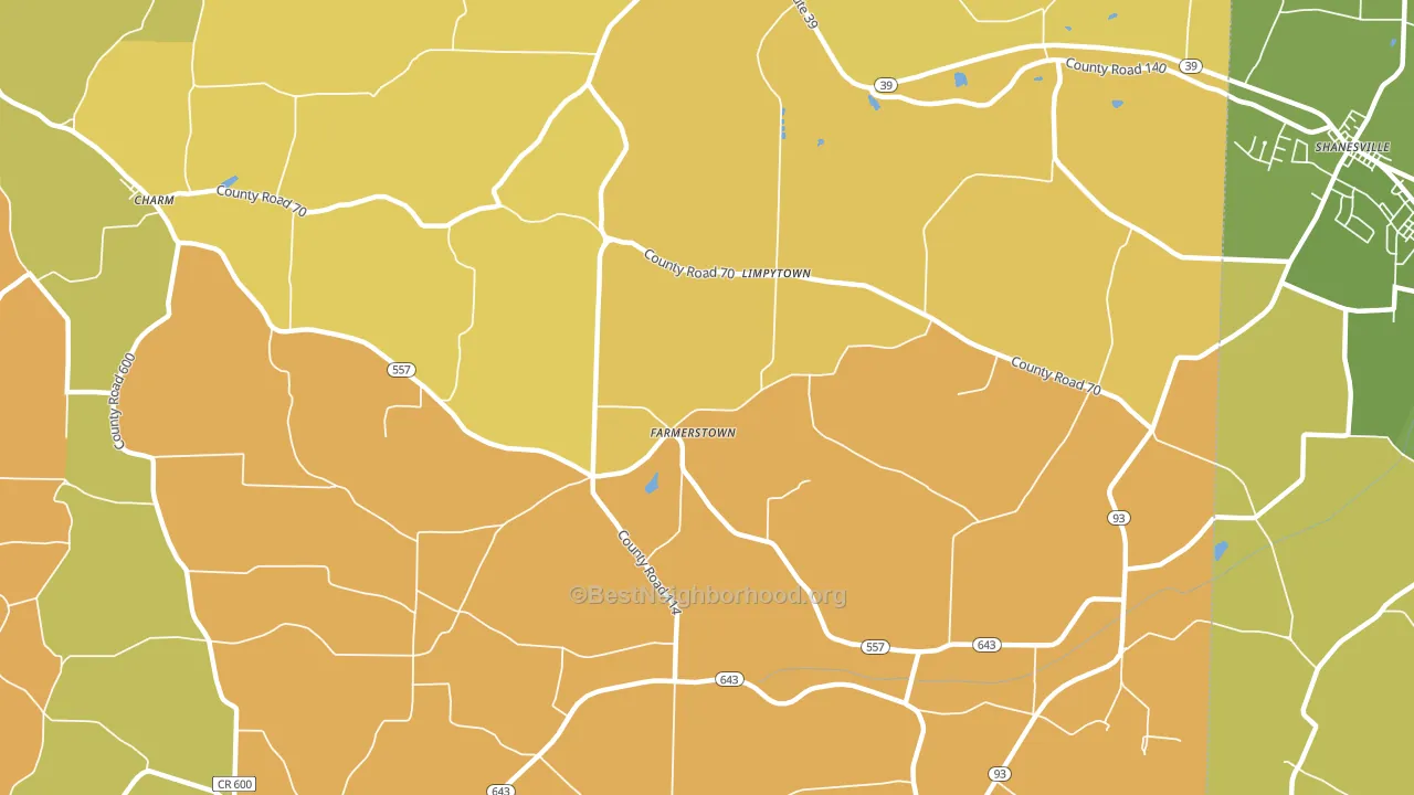 Farmerstown, OH block-group voter-turnout map