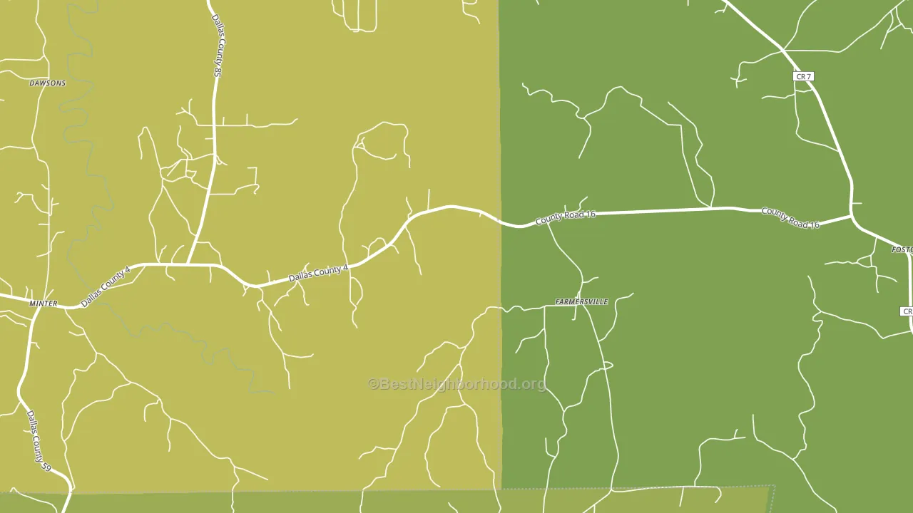 Farmersville, AL block-group voter-turnout map