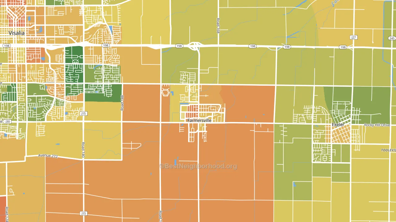 Farmersville, CA block-group voter-turnout map