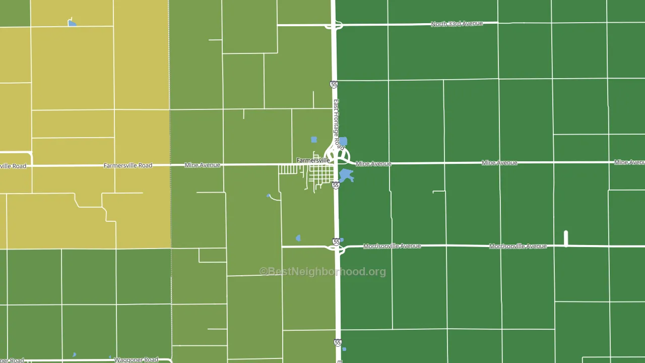 Farmersville, IL block-group voter-turnout map