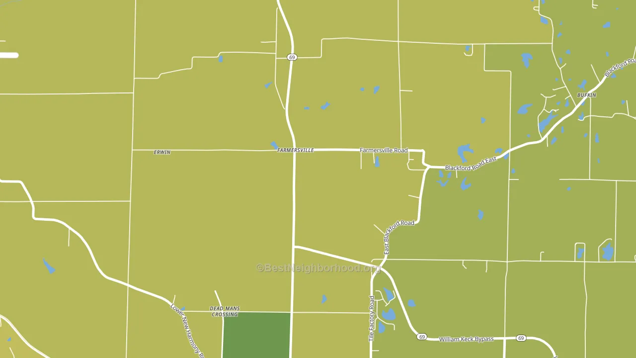Farmersville, IN block-group voter-turnout map