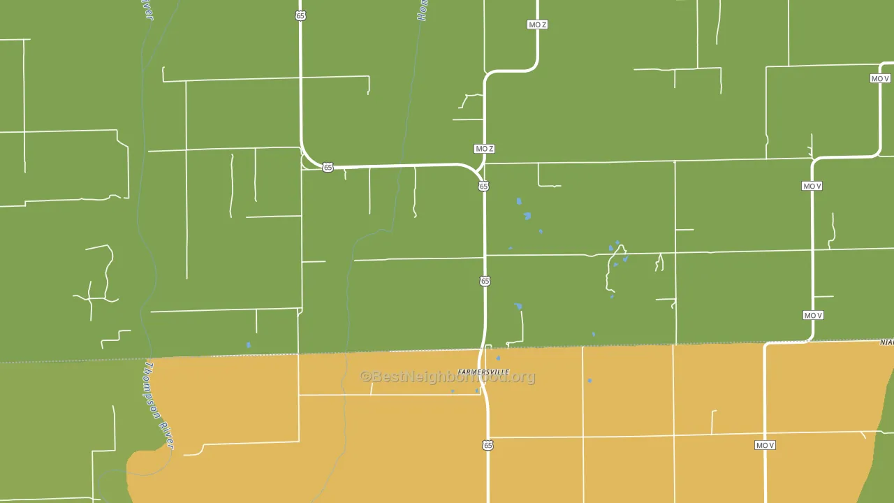 Farmersville, MO block-group voter-turnout map